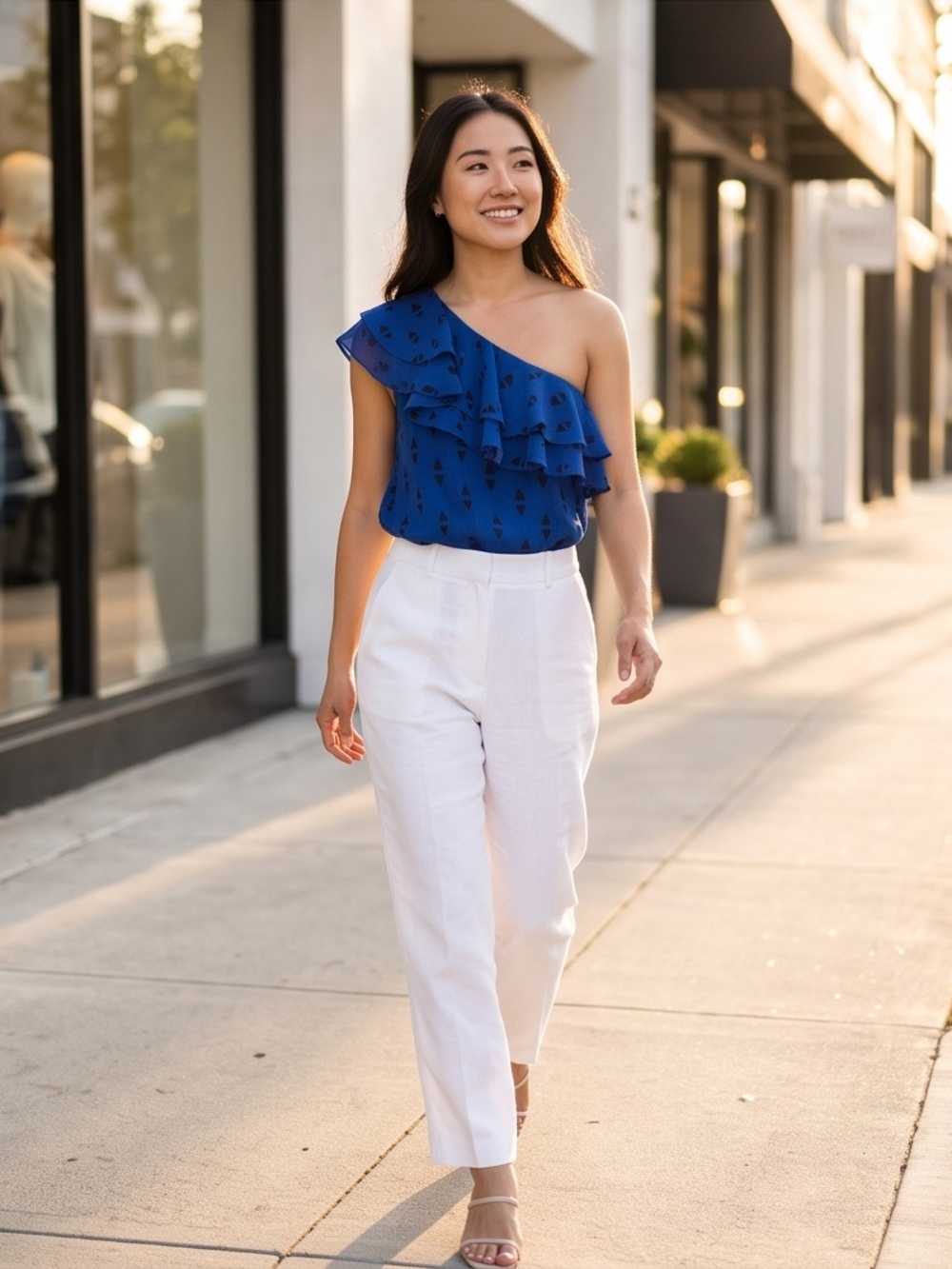 Apt. 9 One-Shoulder Ruffle Blouse - Blue